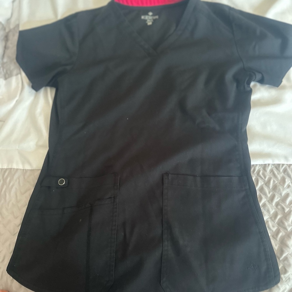 Black V-Neck Scrub Top with two pants